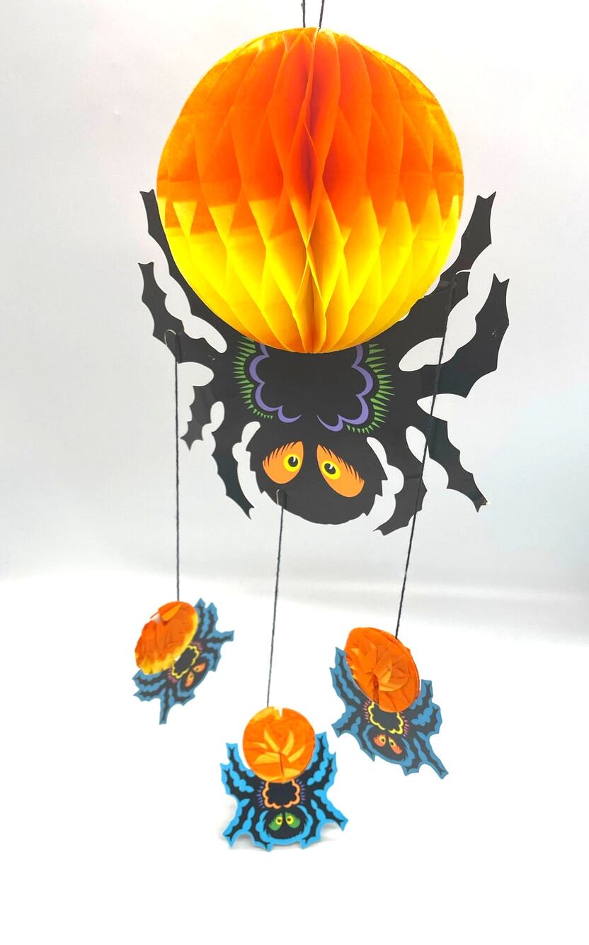 Vintage Beistle 1981 Halloween Honeycomb Spider Hanging Paper Decoration A